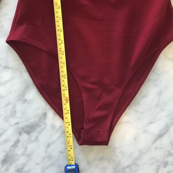 Merlot Scoop Neck ruffle bodysuit - Picture 5 of 6